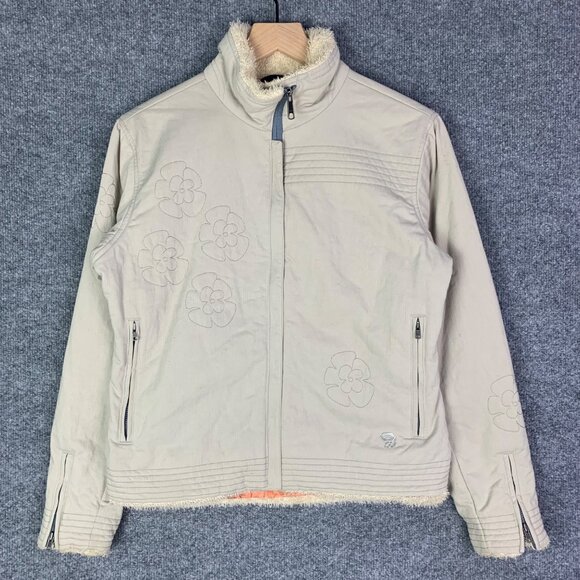 Mountain Hardwear Women’s Full Zip Sz‎ S Jacket Floral Embroidered Faux Fur Trim - Picture 1 of 10